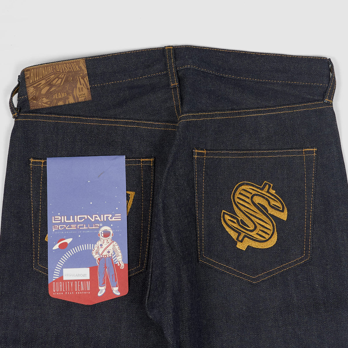 Billionaire Boys Club Embroidered Dollar Sign Raw Denim Jeans