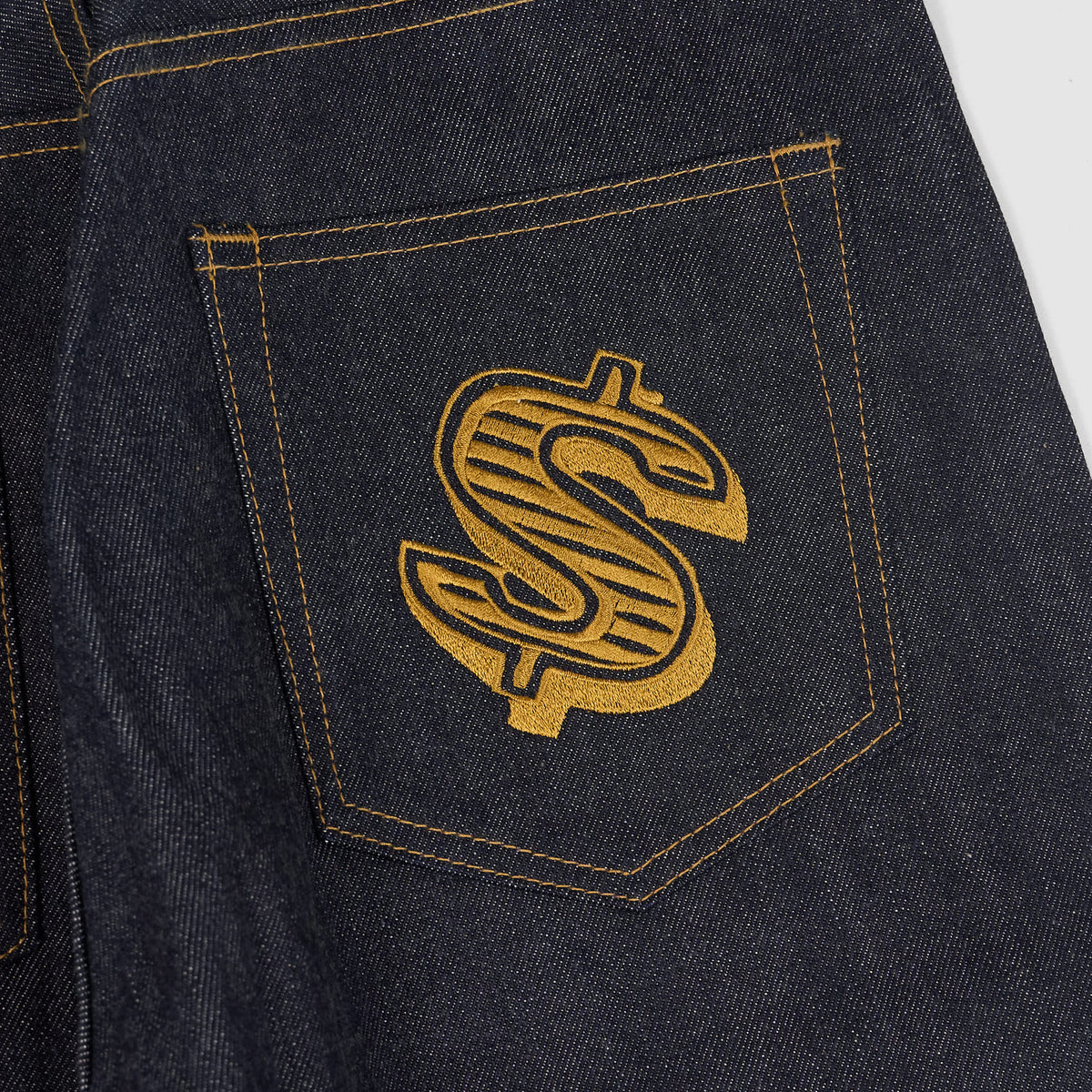 Billionaire Boys Club Embroidered Dollar Sign Raw Denim Jeans