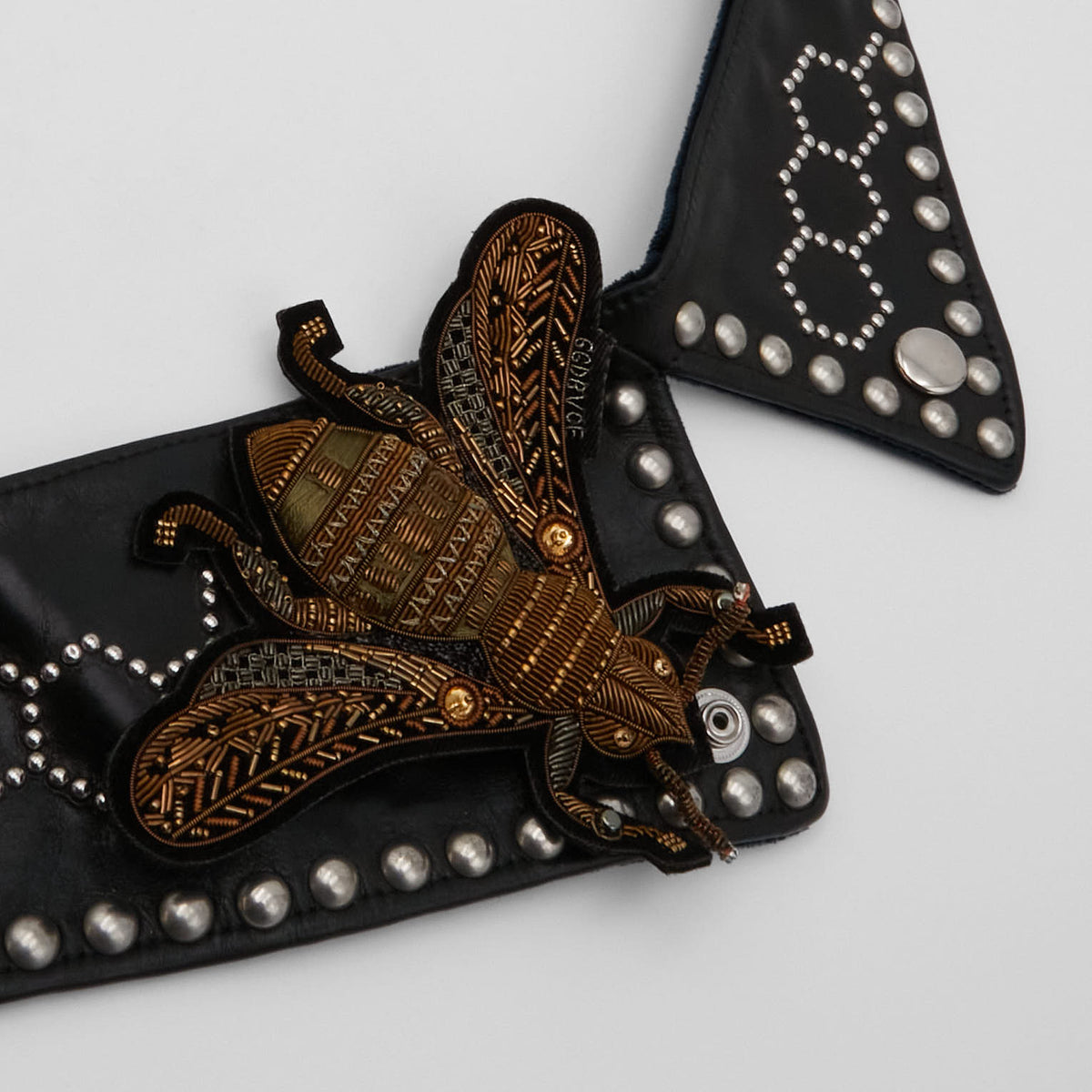Golden Goose Leather Collar with Studs and brooch pin