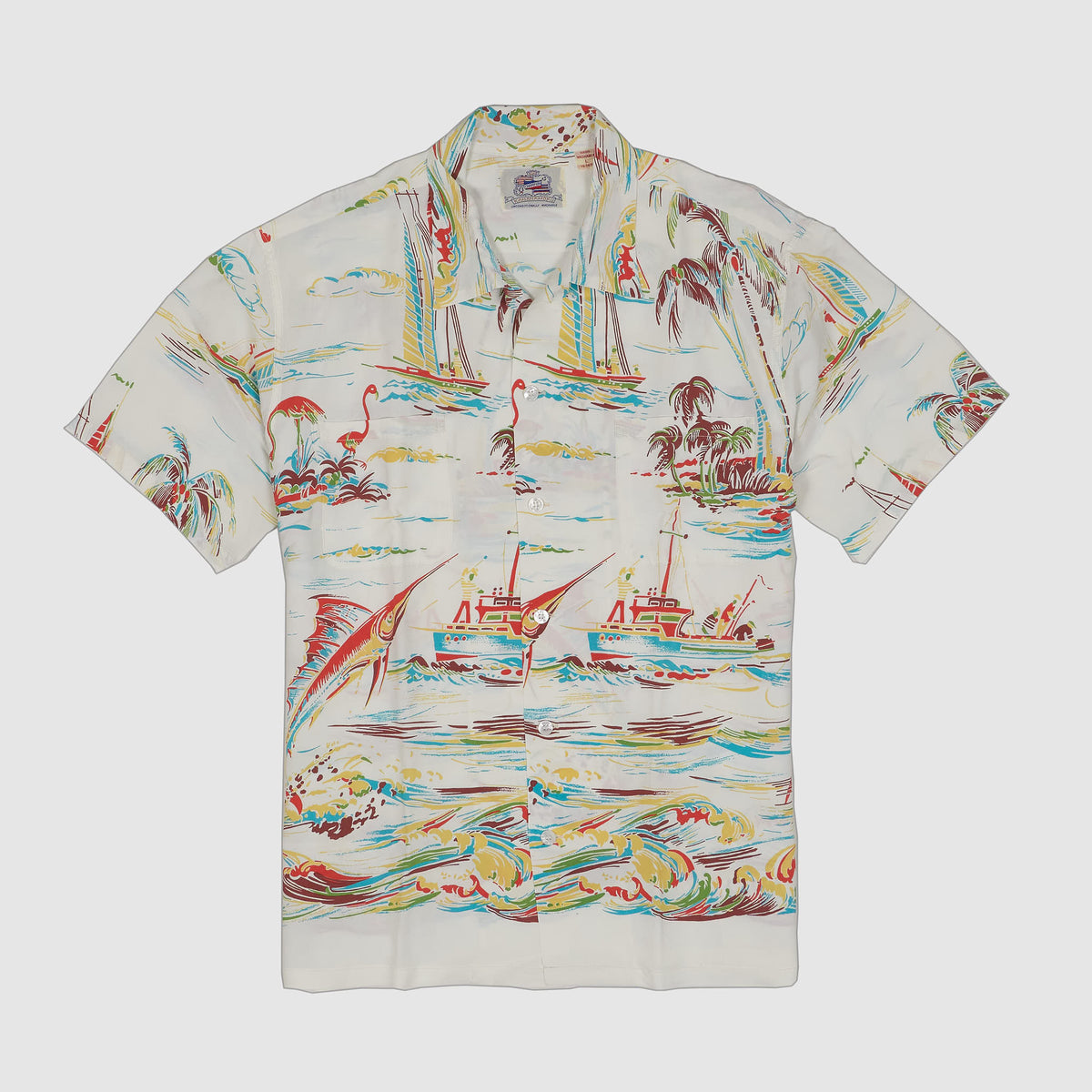 Sun Surf  Hawaiian Limited Edition Duke Khanamoku Fishing Boat Short Sleeve Shirt