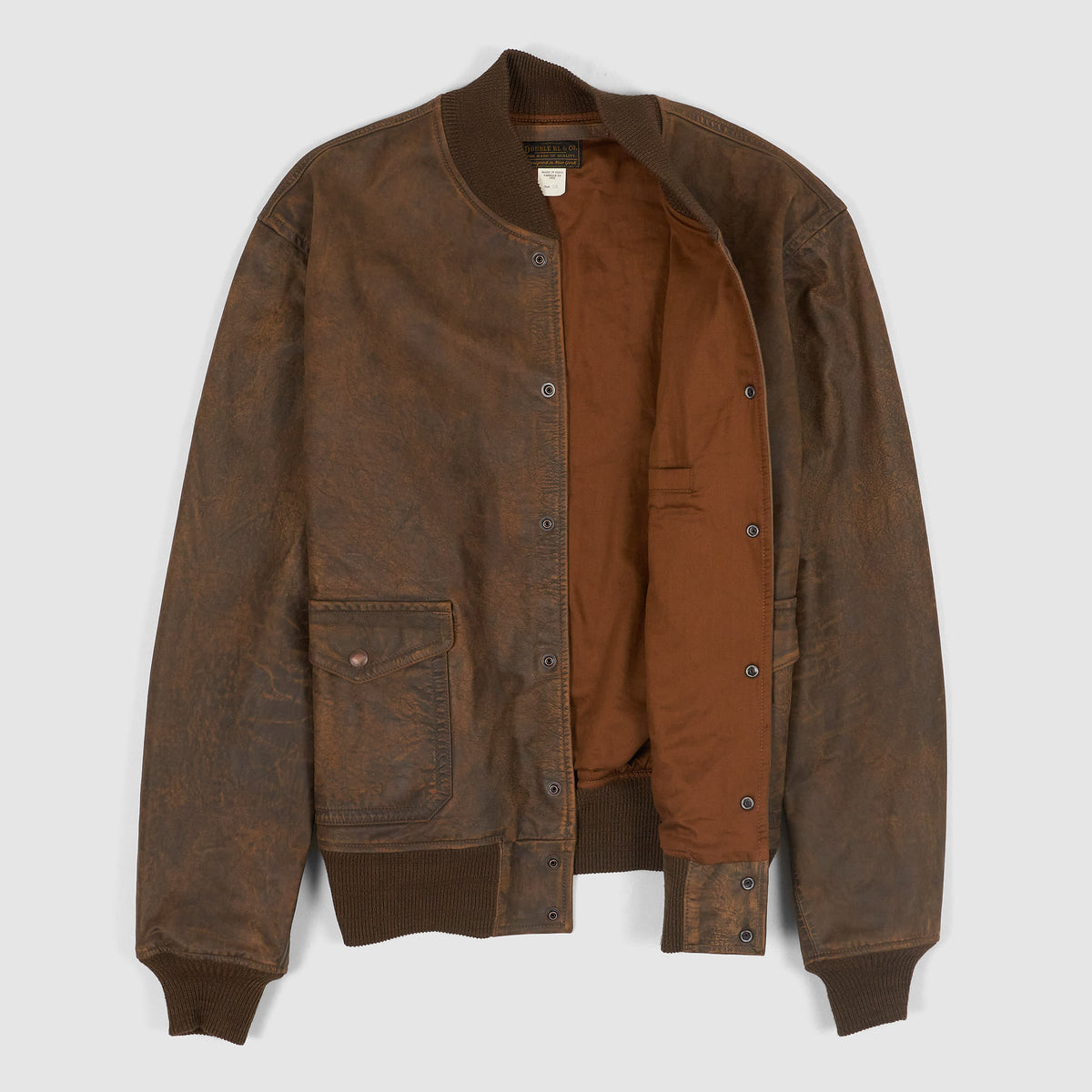 Double RL Vintage Treated Leather Bomber Jacket