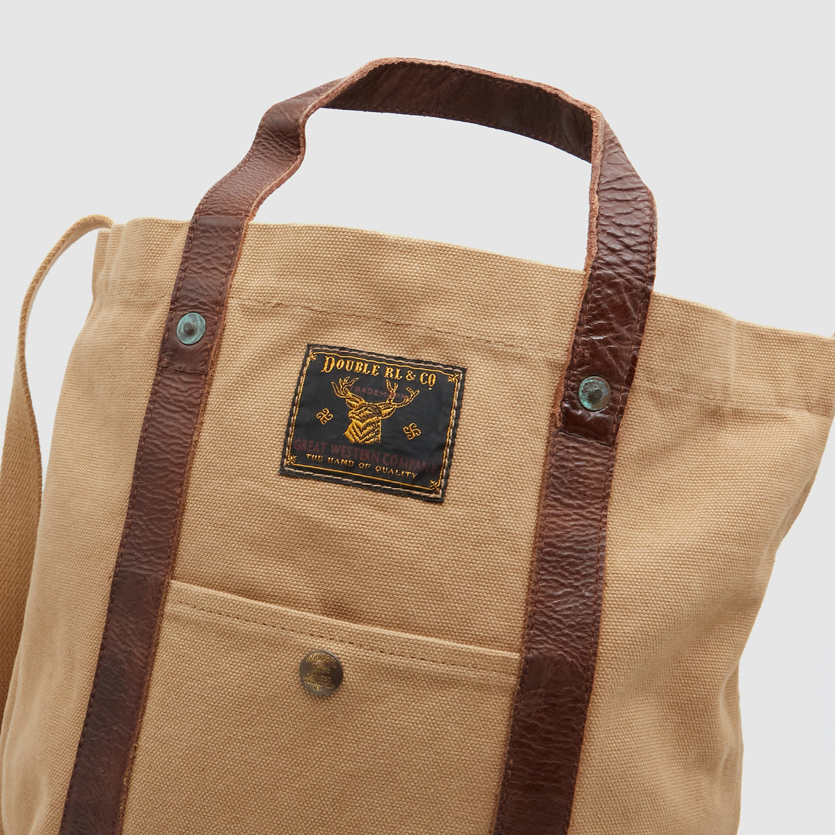 Double RL Leather-Trim Canvas Tote Bag