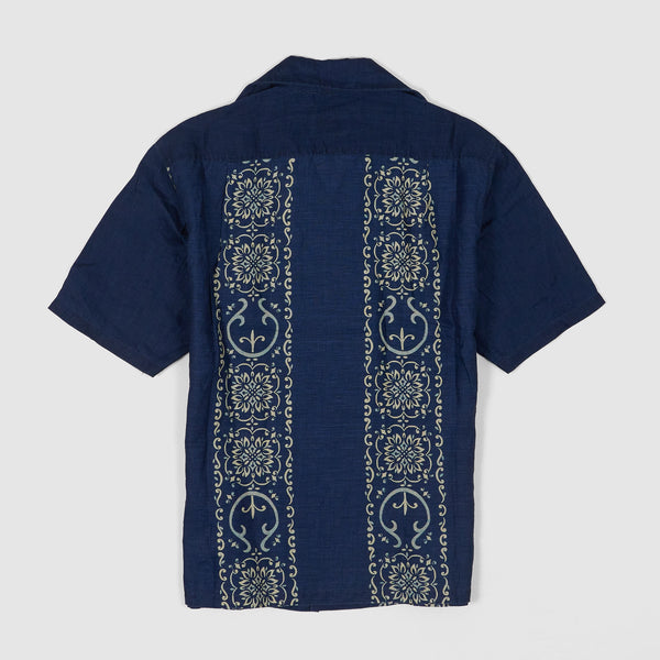 Kapital Short Sleeve Linen Indigo printed Ornamental Aloha Shirt
