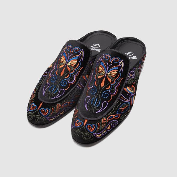 Needles Velvet Mule Papillon Embroidered Slippers - DeeCee style
