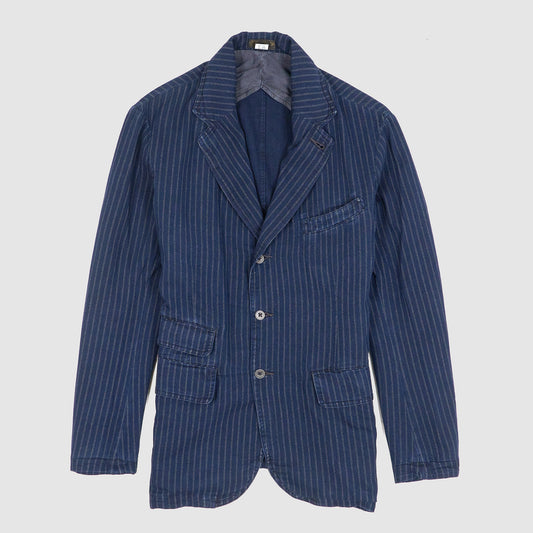 Double RL Indigo Striped Halflined Blazer