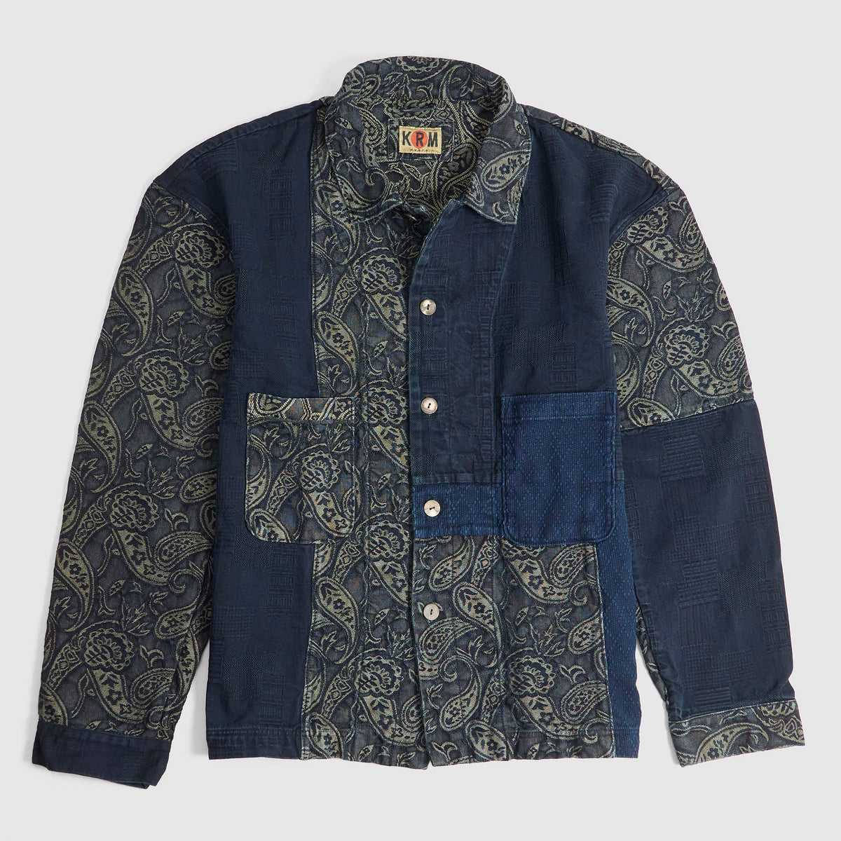 KRM Indigo Patchwork Washi Jacquard Overshirt