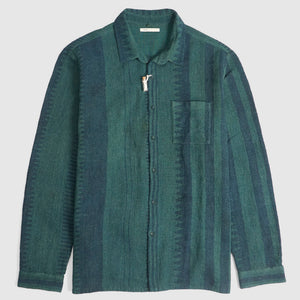 11.11 / eleven eleven Handwoven Green Lovers Pattern Long Sleeve Shirt