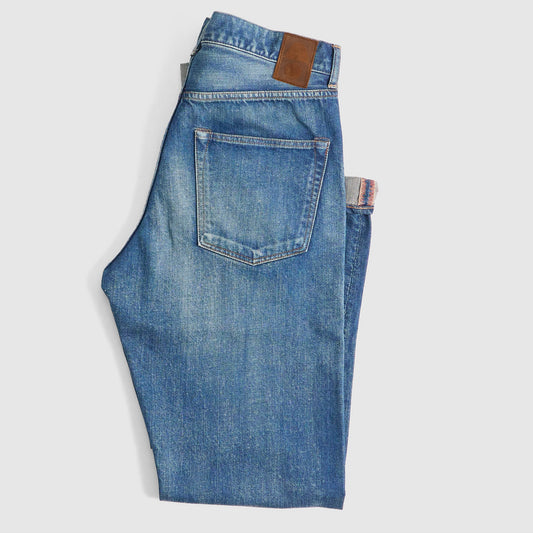 Cottle C.T.L. Washed Cotton-Linen Bengara Straight Denim Jeans