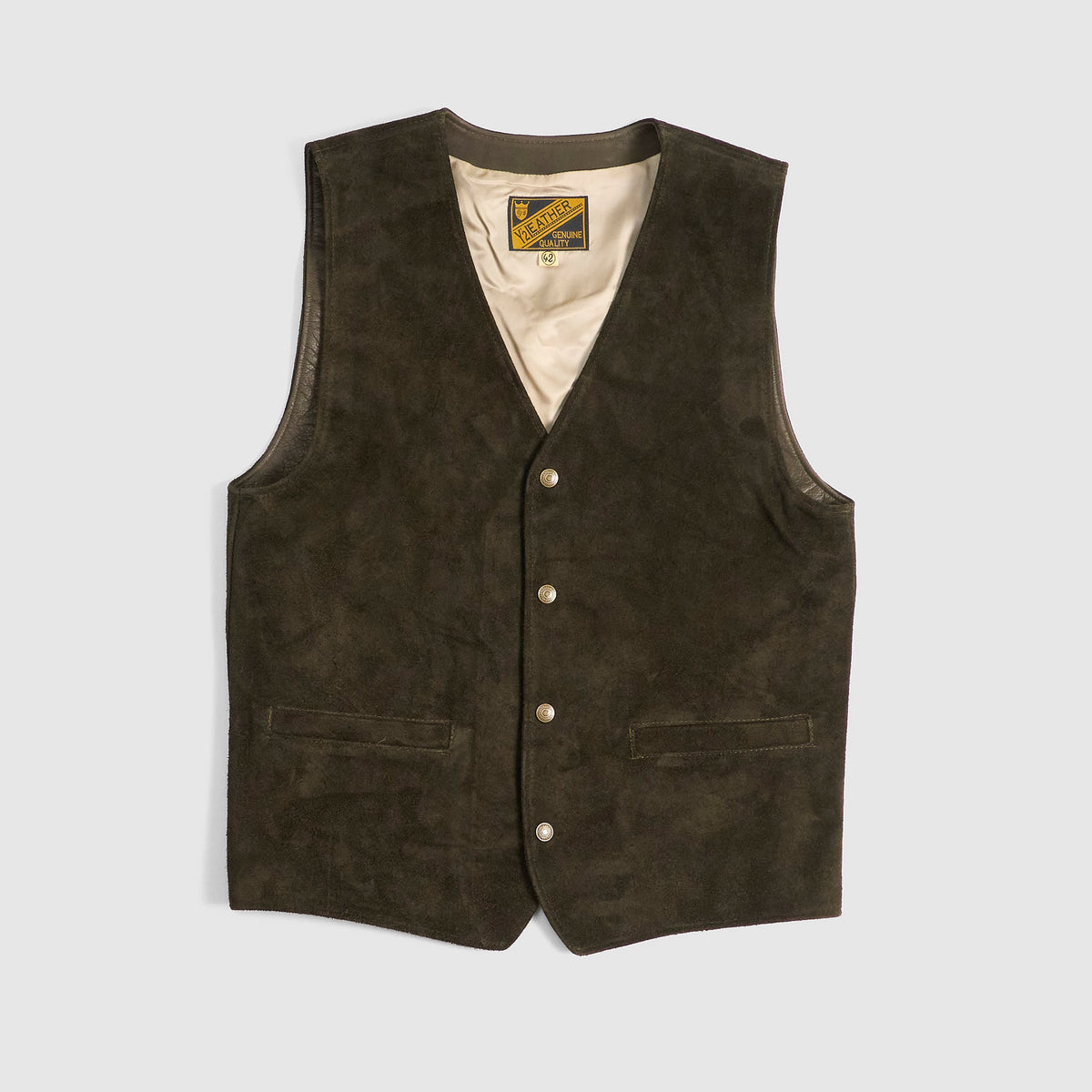 Y'2 Leather Roughout Steer Leather Vest