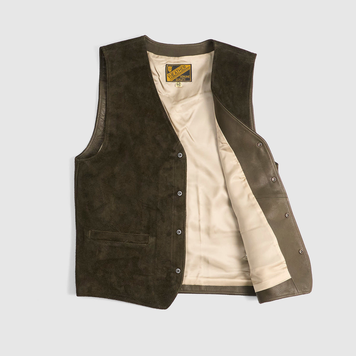 Y'2 Leather Roughout Steer Leather Vest
