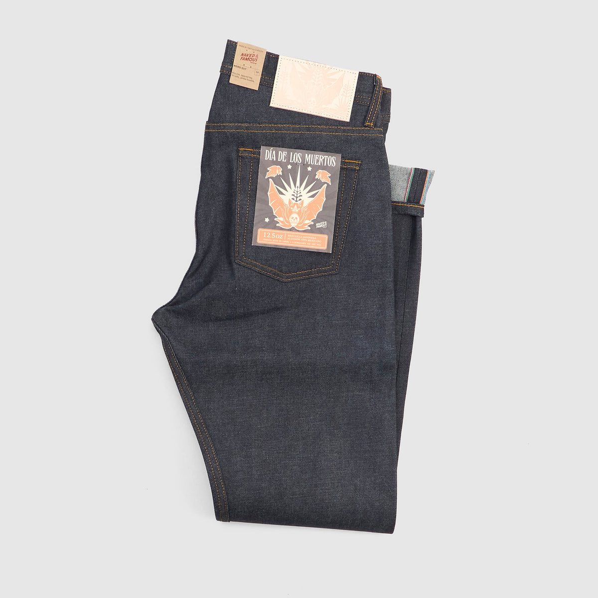 Naked & Famous Dia de los Muertos "Bat" Weird Guy Jeans