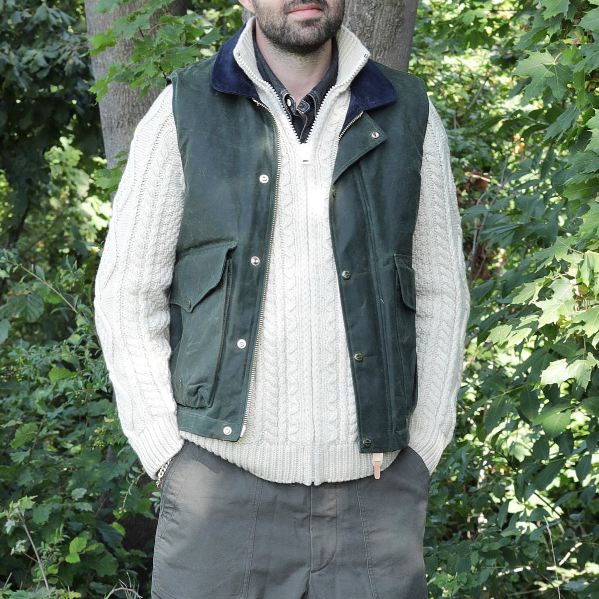 G.R.P. Full Zip Cable Knitted Cardigan Jacket
