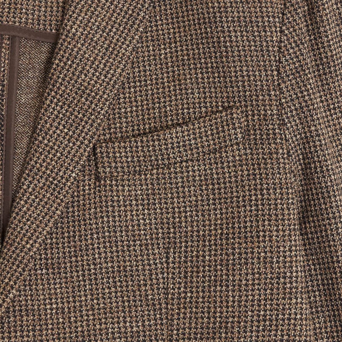 Circolo 2-Button Brown Pied De Poule Cotton Wool Blend Blazer
