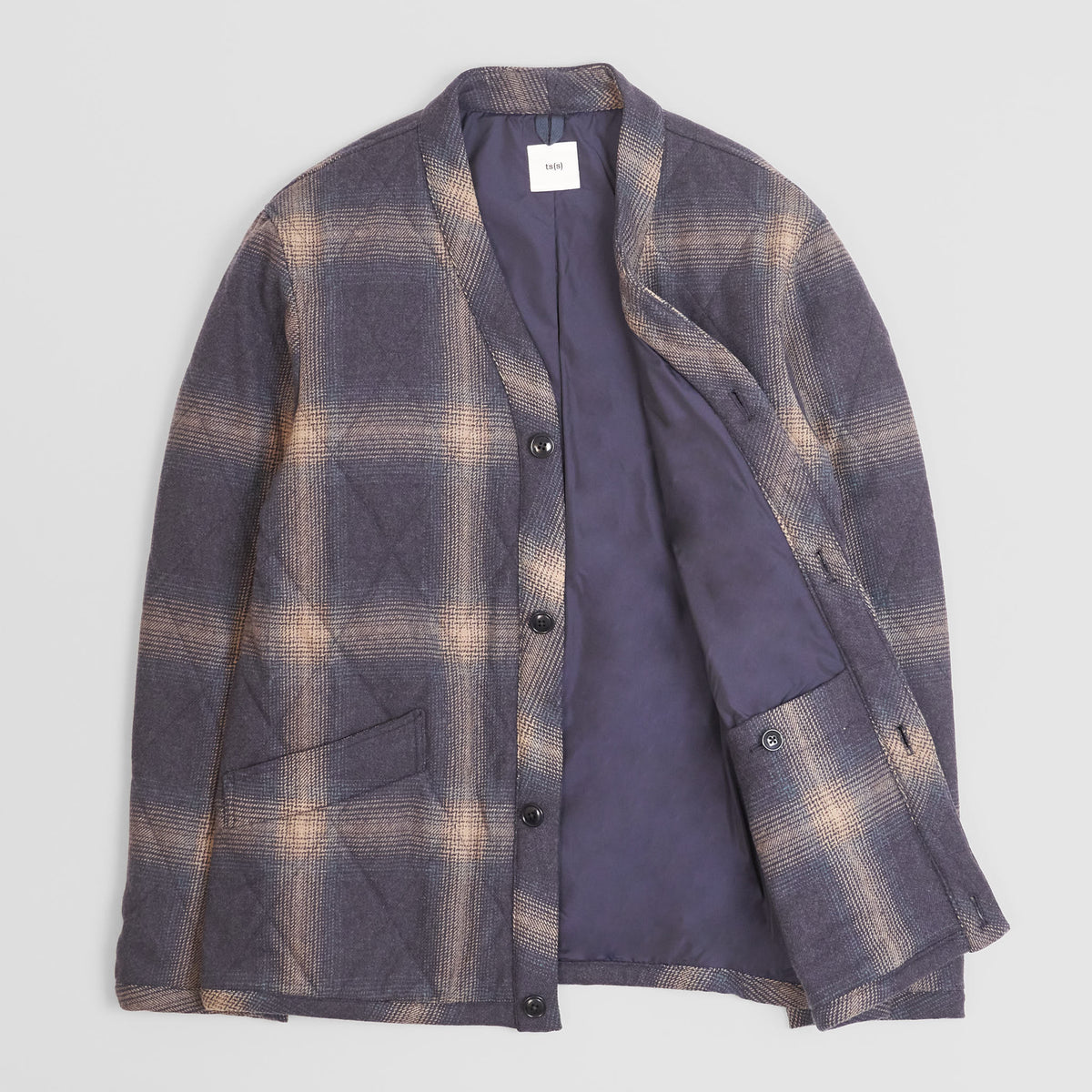 ts(s) Quilted Kimono Plaid Wool Jacket