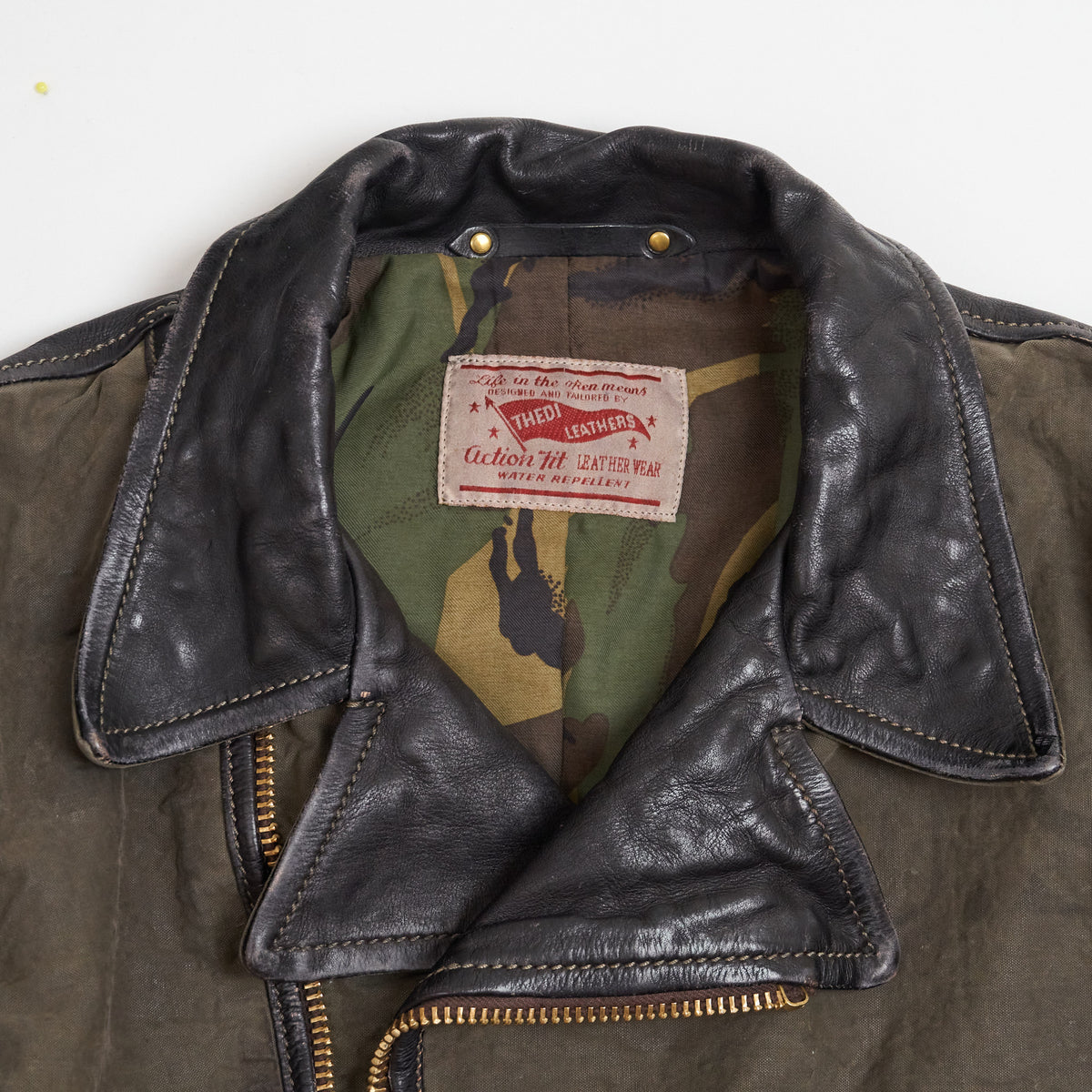 Thedi Leathers Vintage Style D-Pocket Motorcycle Jacket