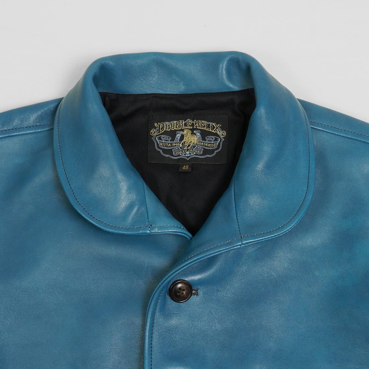 Double Helix Classic 1920s Leather Jacket Indigo Dyed