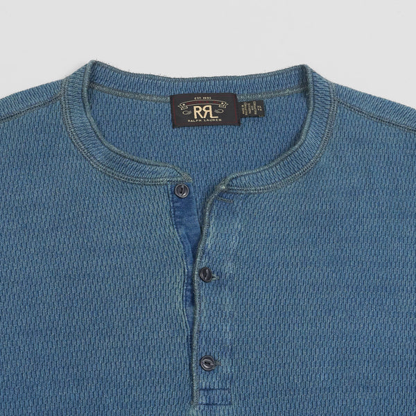 Double RL - Garment-Dyed Waffle-Knit Henley Shirt in Blue Heather –  Fountainhead NY
