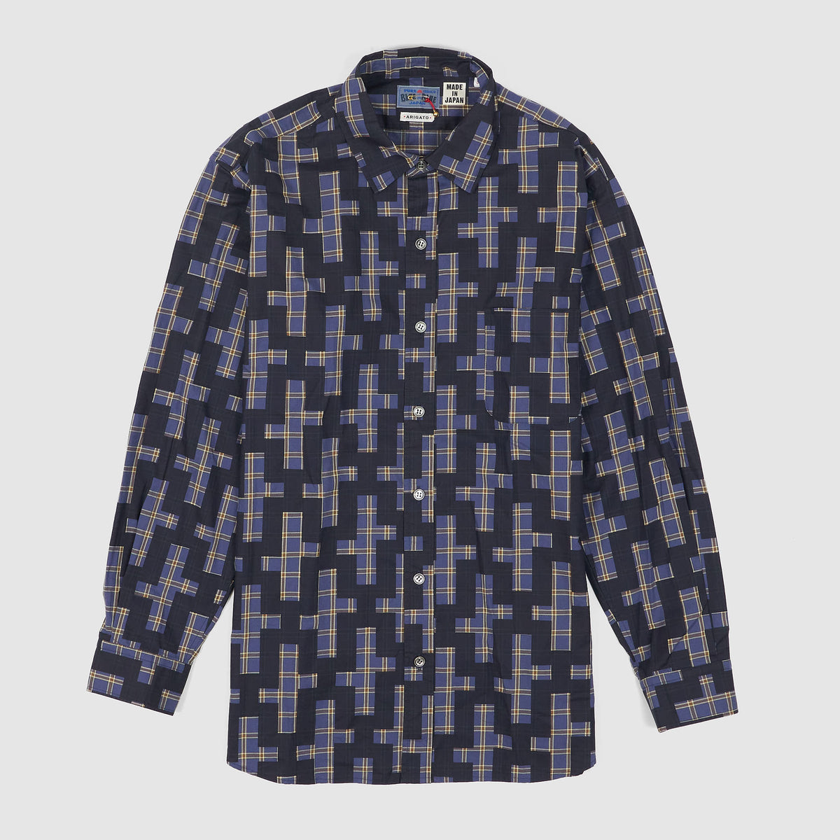 Blue Blue Japan Nagashi Juji Cross Pattern Shirt