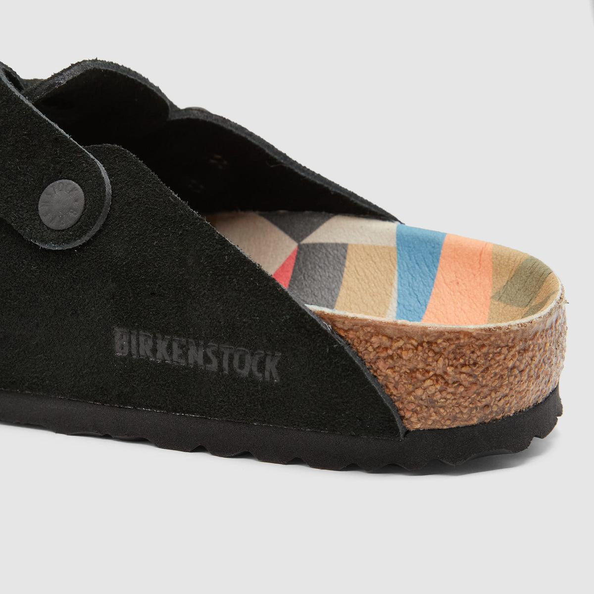 Birkenstock Boston Black with Soft  Multicolored Footbed Clogs