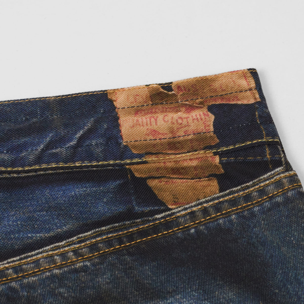 Junya Watanabe Man X Levi&#39;s 5-Pocket Printed Denim Heavy Distressed Jeans UNISEX