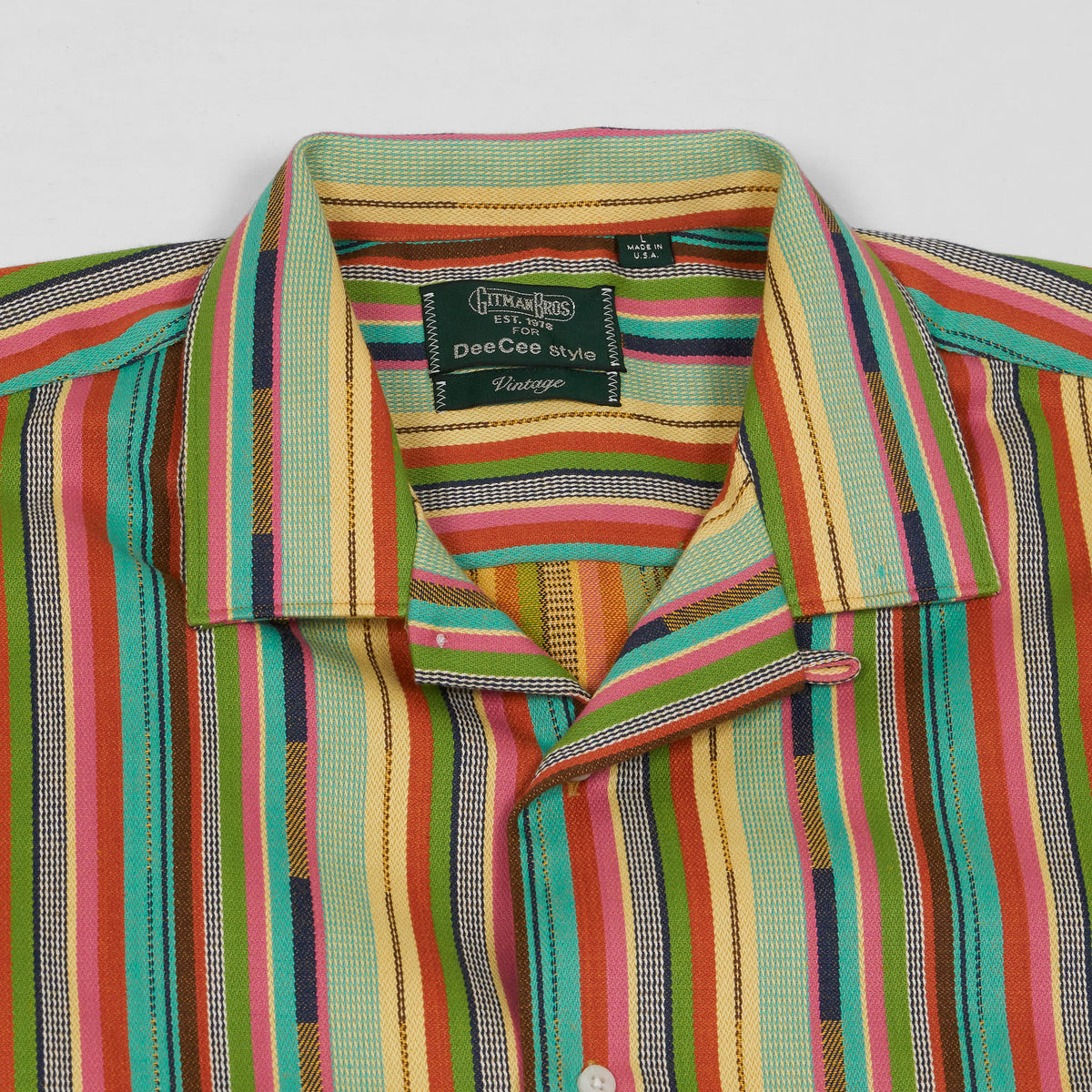 Gitman Vintage Short Sleeve Handwoven Jaquard Stripe Over Shirt