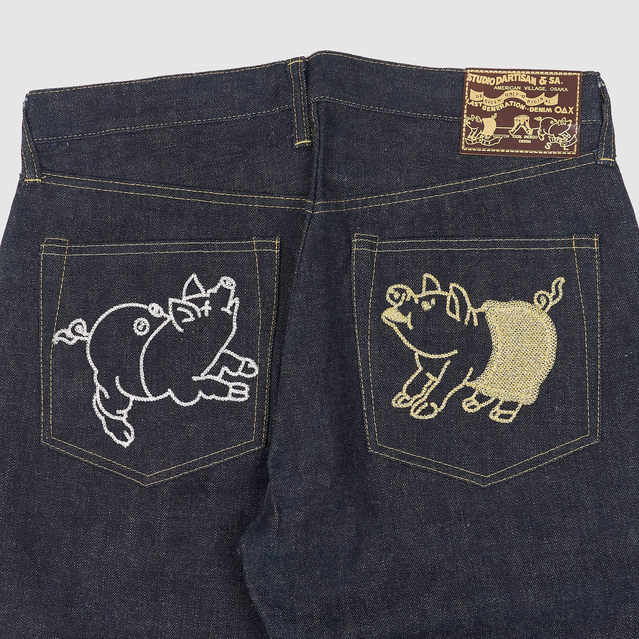 Studio D'Artisan Golden Pig 5 Pocket Raw Denim Jeans 30's