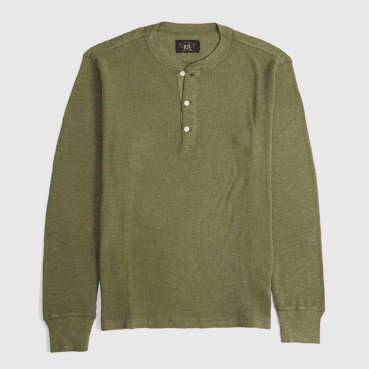 Double RL Long Sleeve Waffle Henley Shirt
