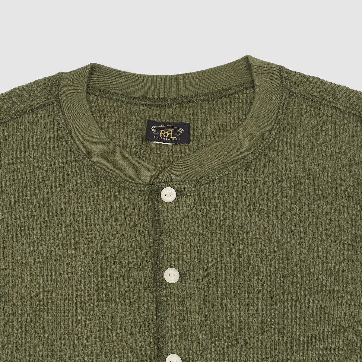 Double RL Long Sleeve Waffle Henley Shirt