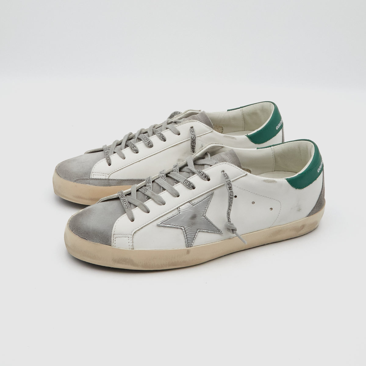 Golden Goose White Gray Silver Green Superstar Sneakers