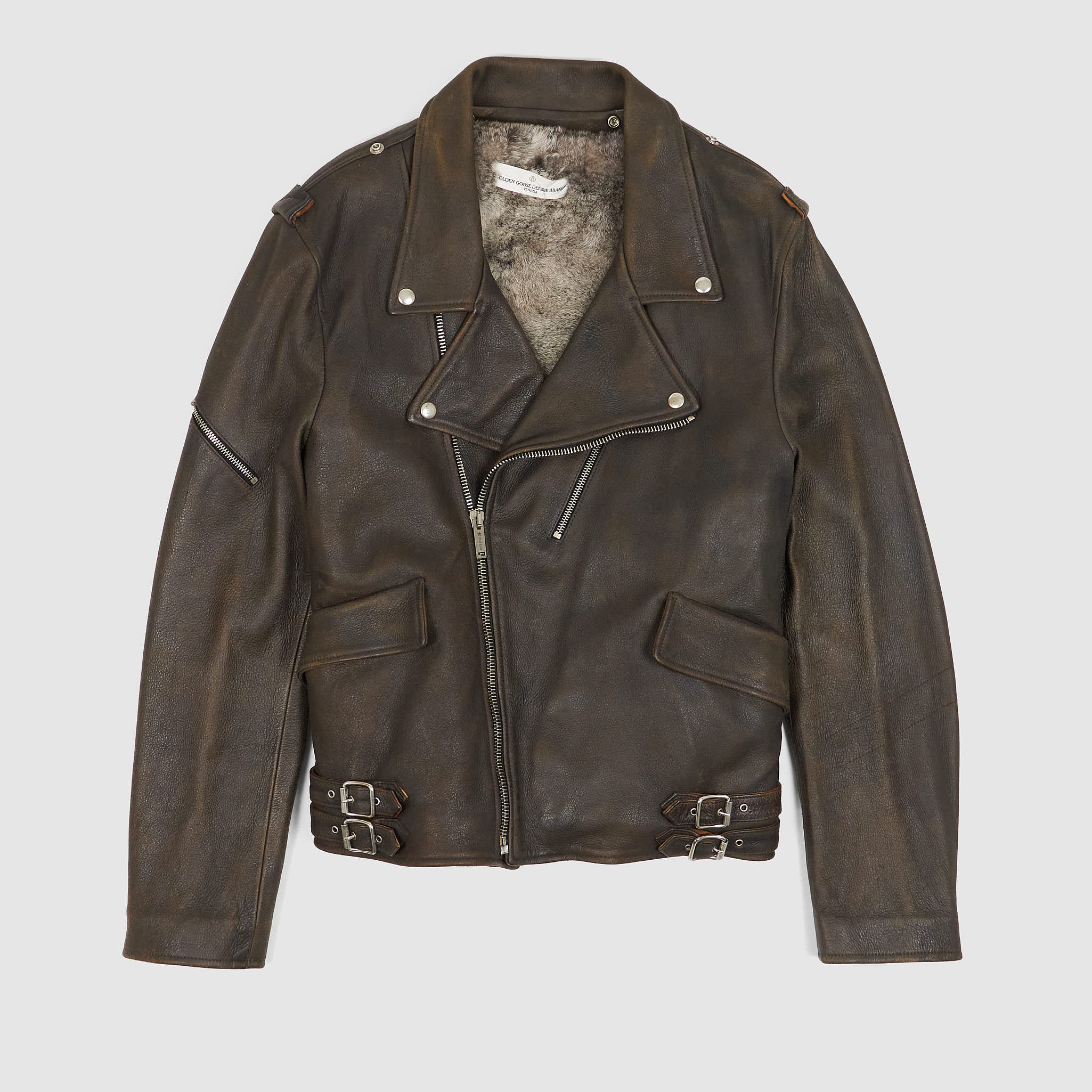 Leather sales goose jacket