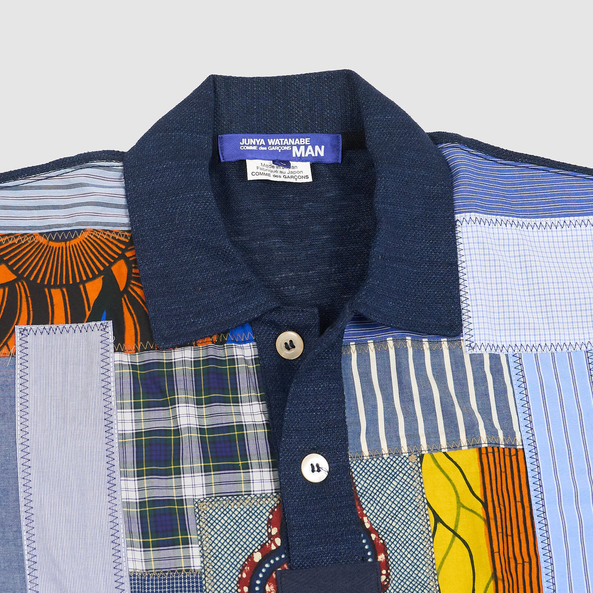 Junya Watanabe MAN Patchwork Jersey Polo Short Sleeve Shirt