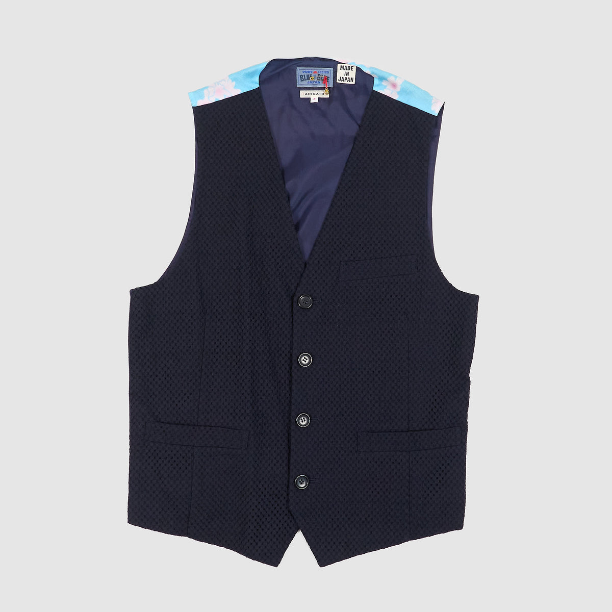 Blue Blue Japan Back Print Woven Vest