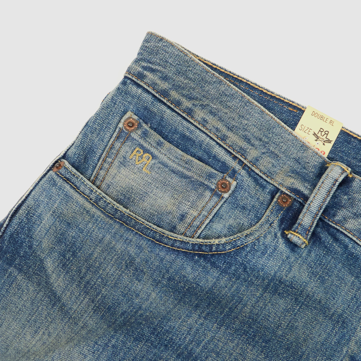 Double RL Slim Narrow Denim Jeans (Stone Washed)