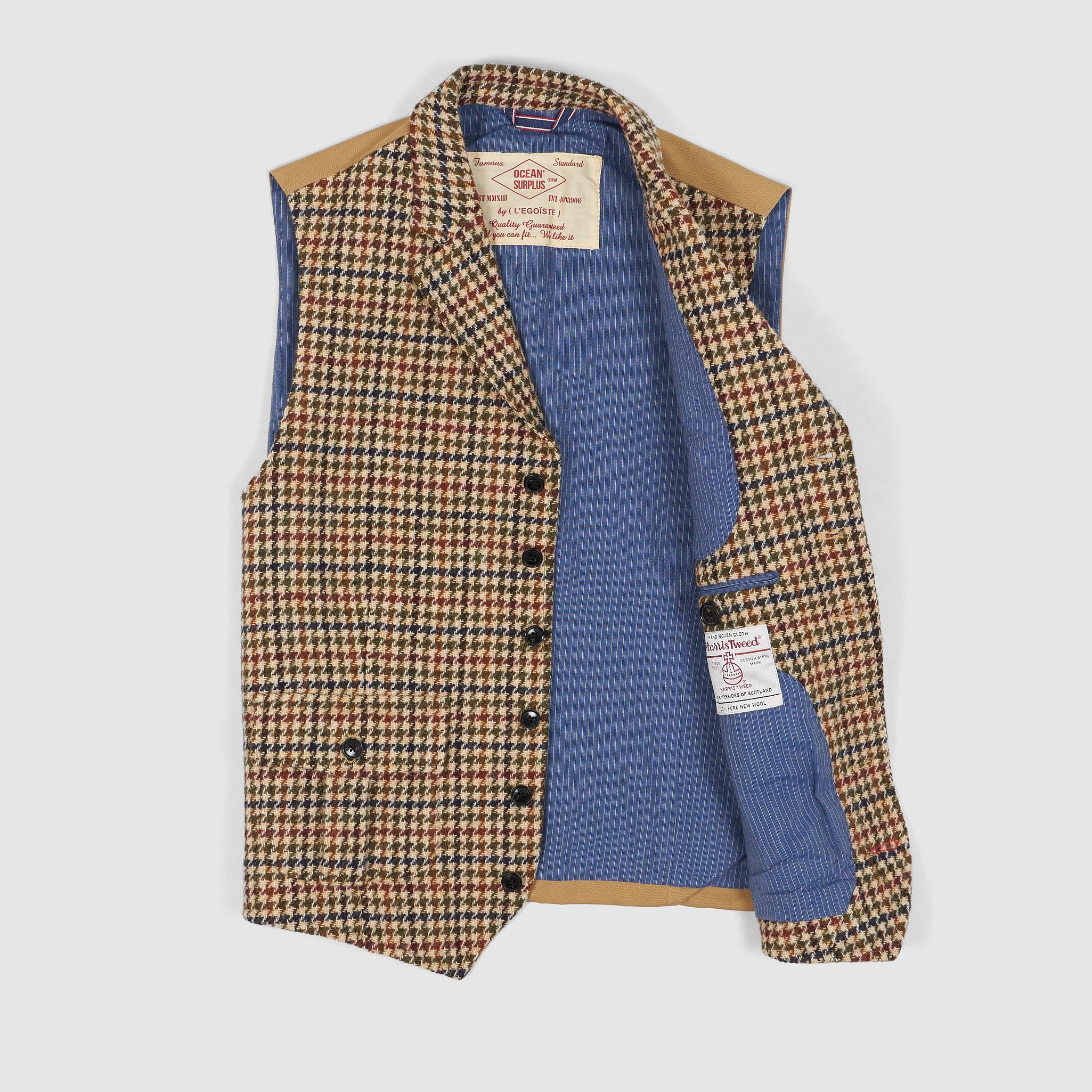 Ocean Surplus Harris Tweed Marius Pocket Vest - DeeCee style
