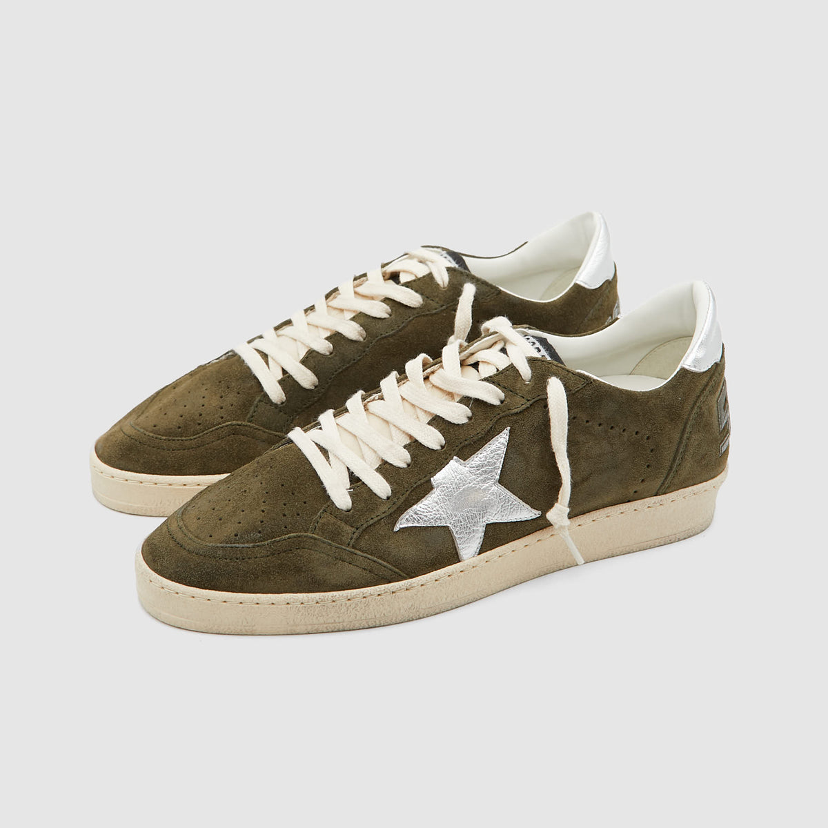 Golden Goose Ball Star Olive Night Silver Sneakers