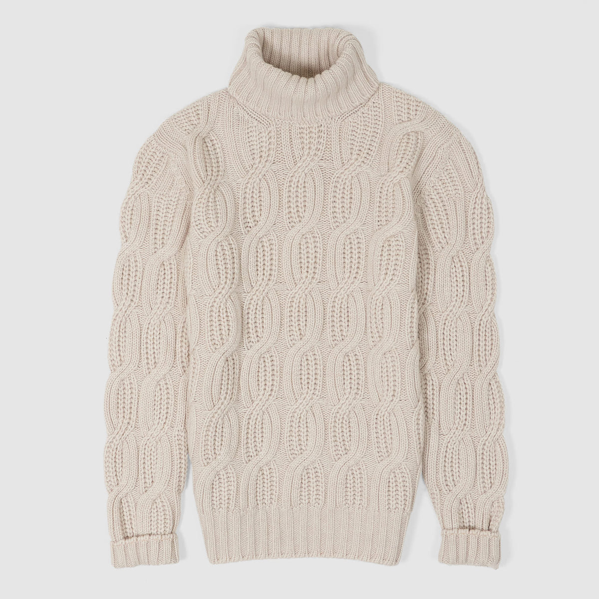 Gran Sasso Roll Neck Cable Knit Pure Cashmere Pullover