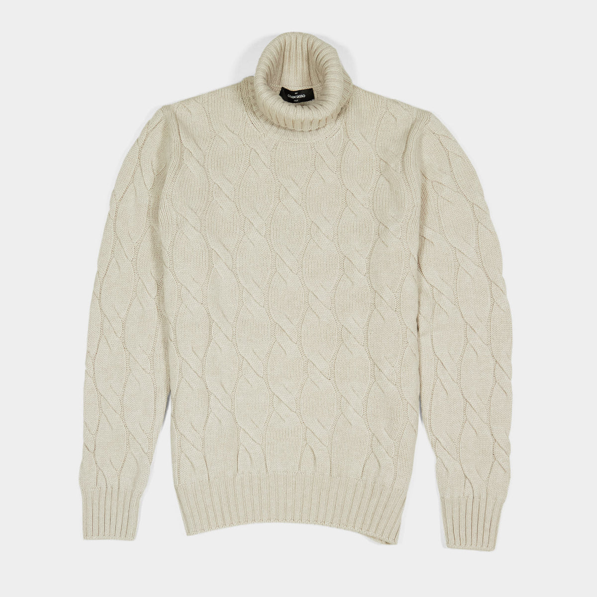 Gran Sasso Roll Neck Cable Knit Pure Cashmere Pullover