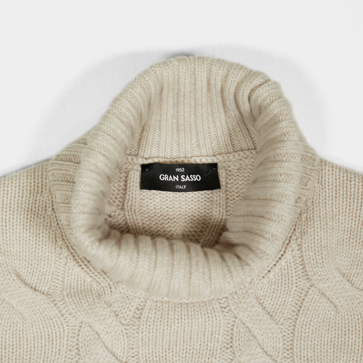 Gran Sasso Roll Neck Cable Knit Pure Cashmere Pullover