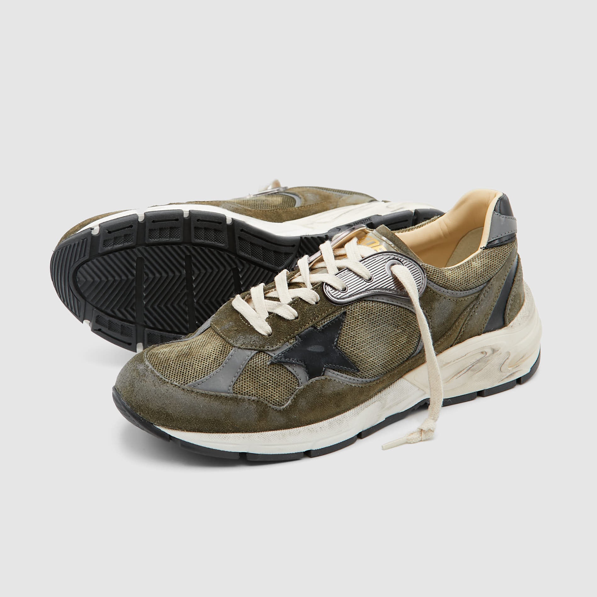 Golden Goose Dad Star Running Olive Gray Black Star Sneakers DeeCee style