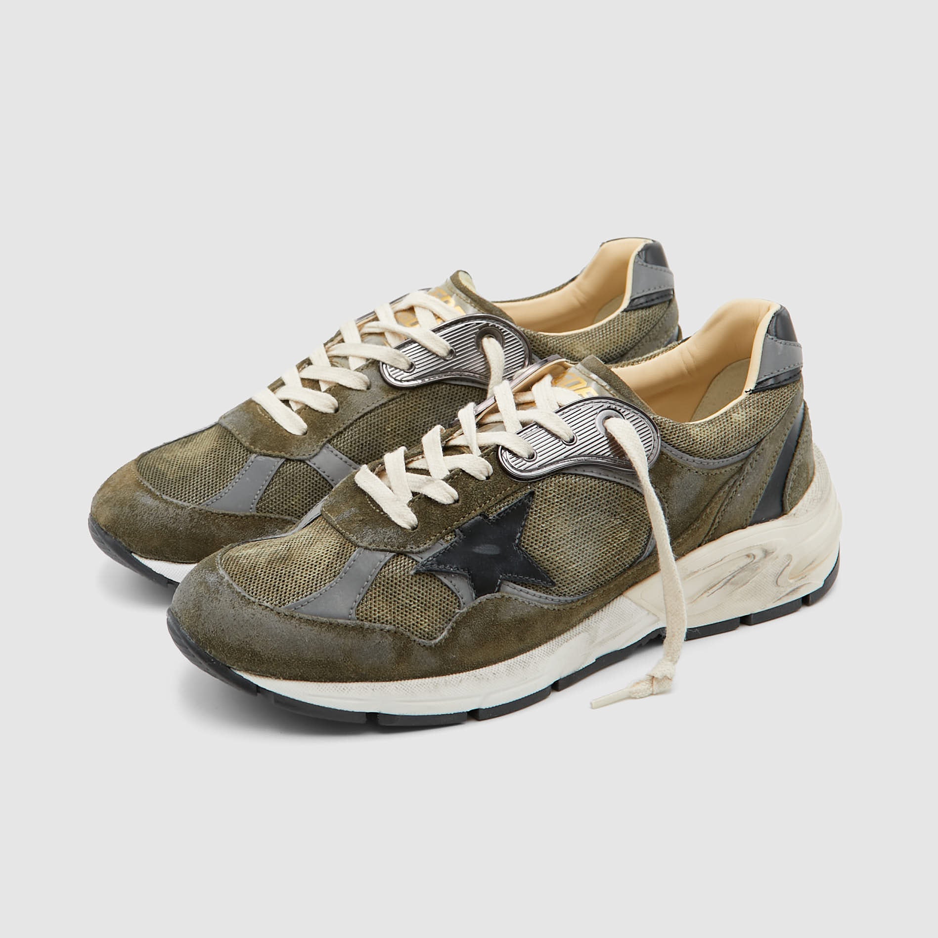 Golden Goose Dad-Star Running Olive Gray Black Star Sneakers