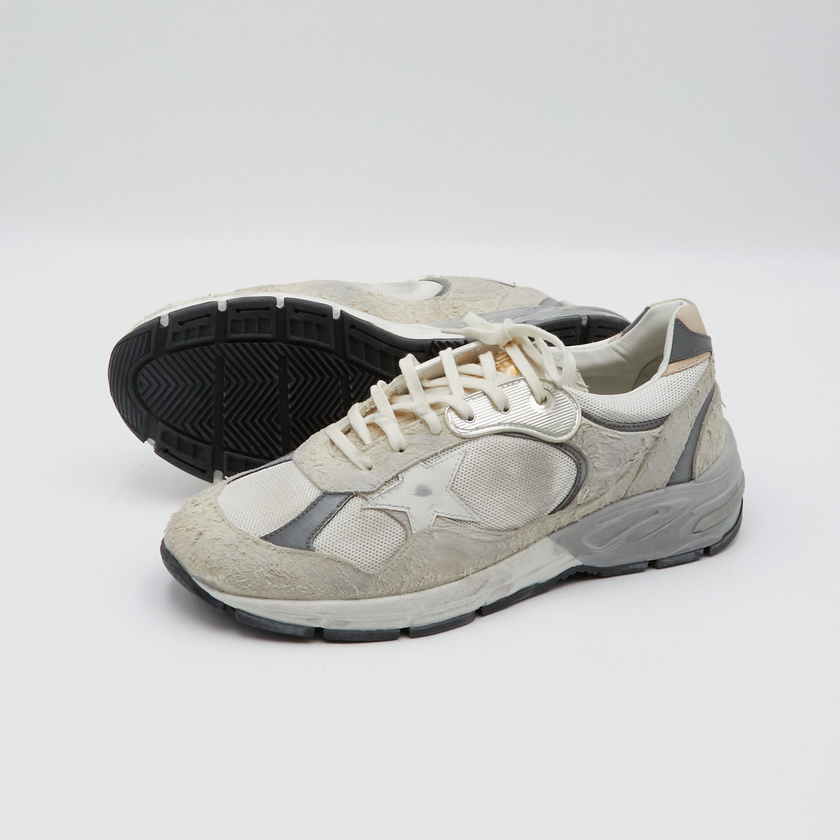 Golden Goose White Silver Dad-Star Sneakers