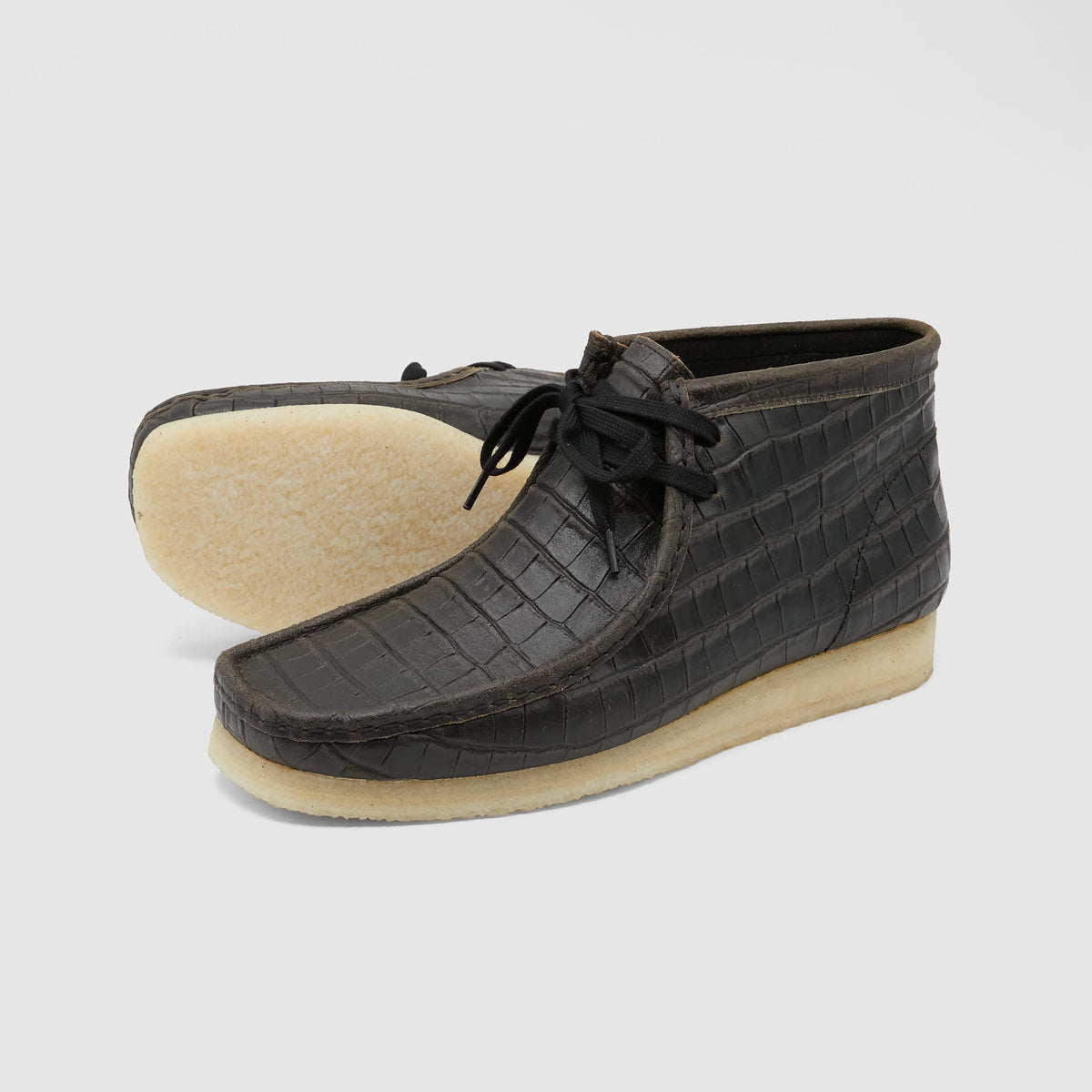 Clarks Originals Wallabee Black Crocodile Boot