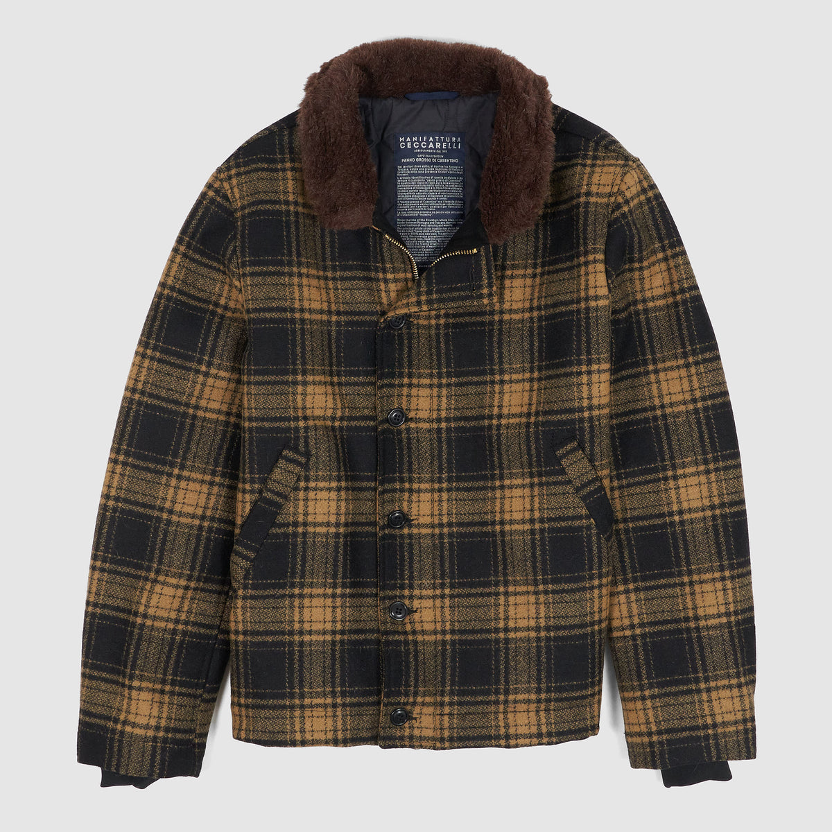 Manifattura Ceccarelli Wool Plaid N-1 Deck Wool Collar Jacket