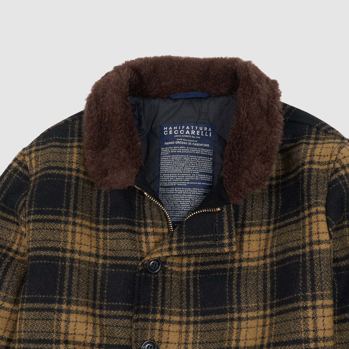 Manifattura Ceccarelli Wool Plaid N-1 Deck Wool Collar Jacket