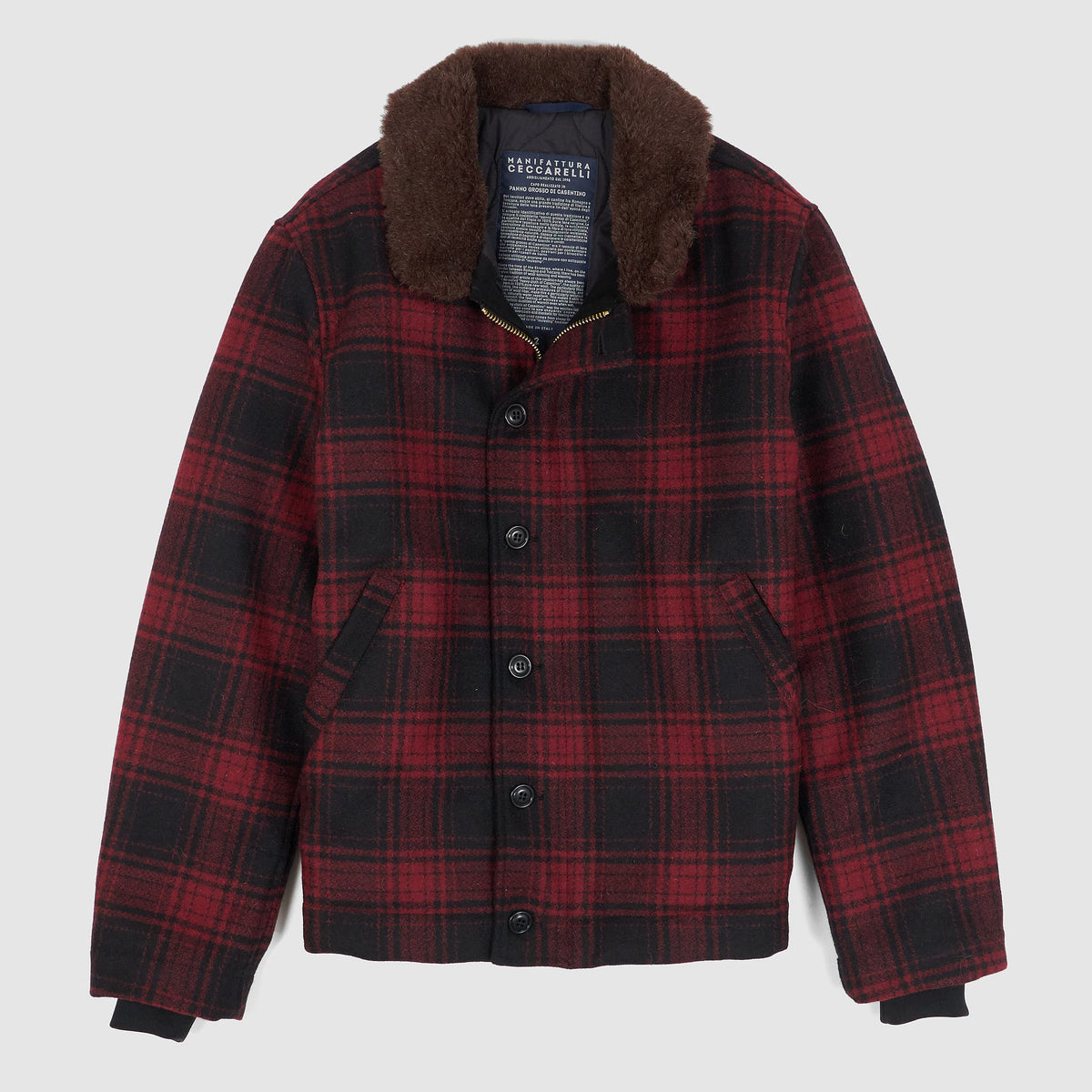 Manifattura Ceccarelli Wool Plaid N-1 Deck Wool Collar Jacket