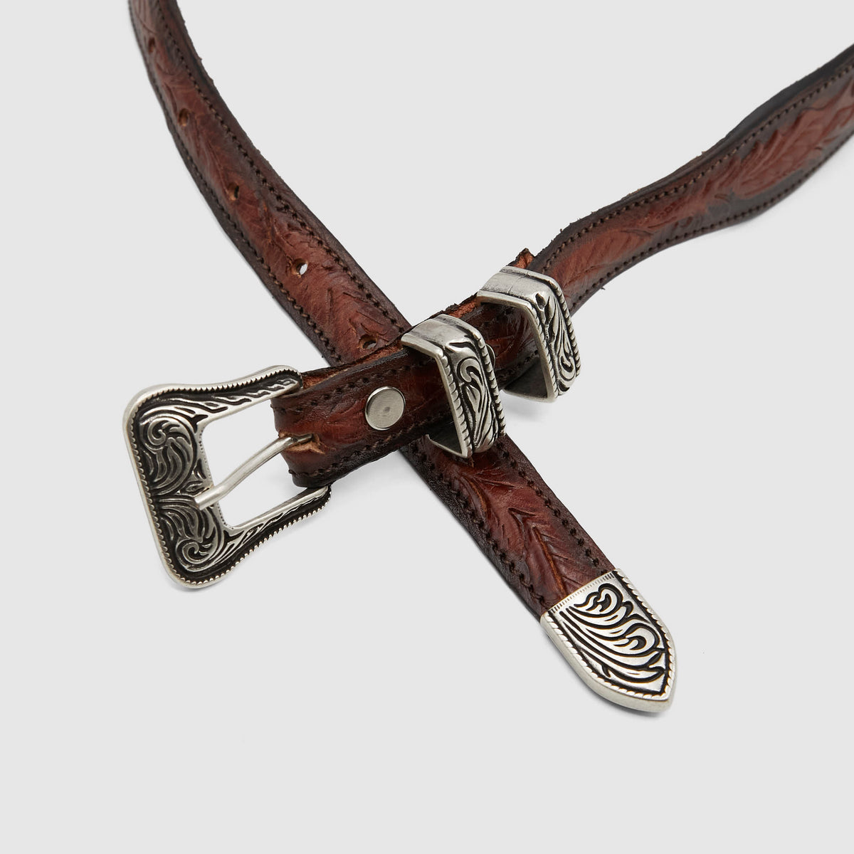 DeeCee style x Alberto Luti Unisex Tooled Western Ranch Belt