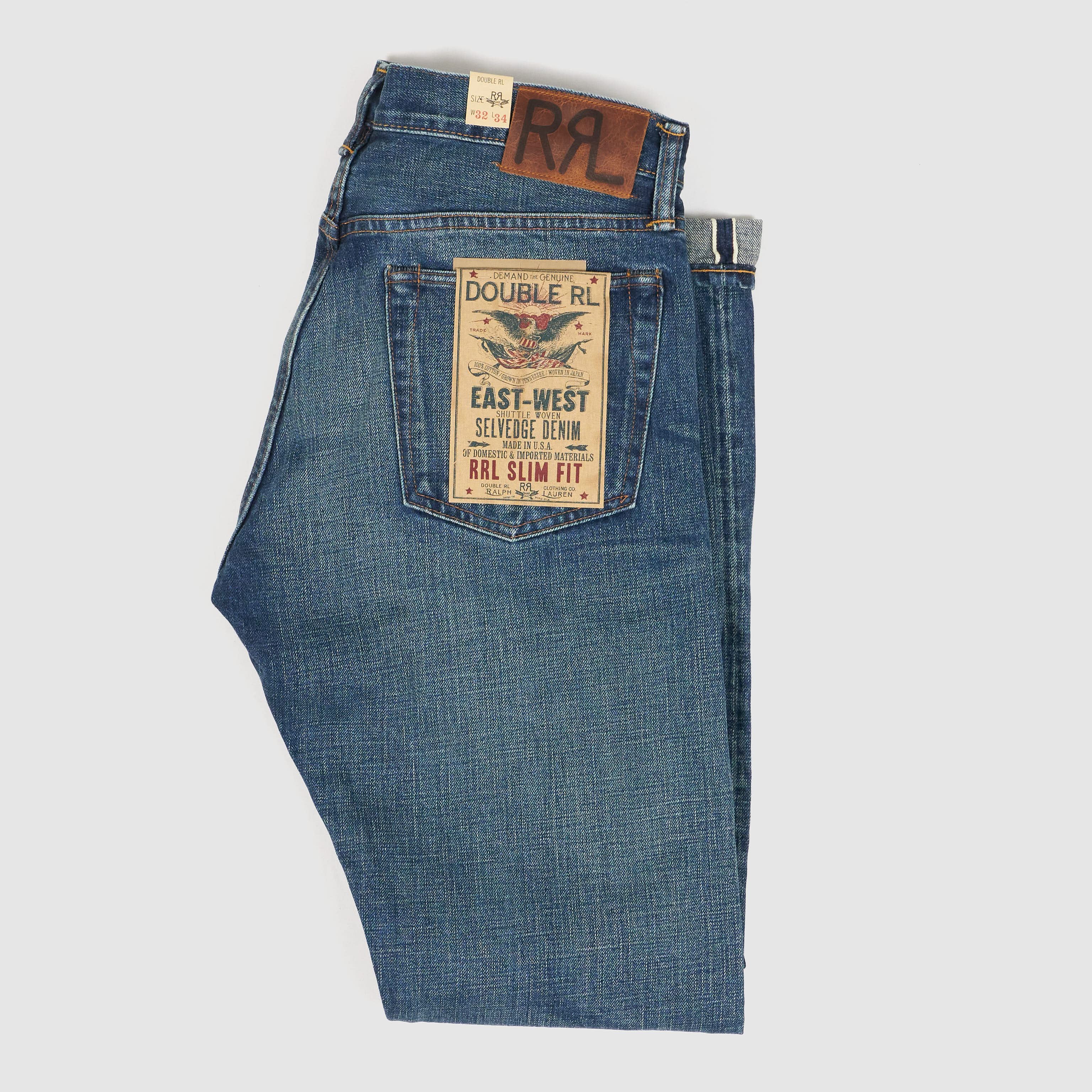 Double RL East West 5-Pocket Denim Slim Selvage Jeans - DeeCee style