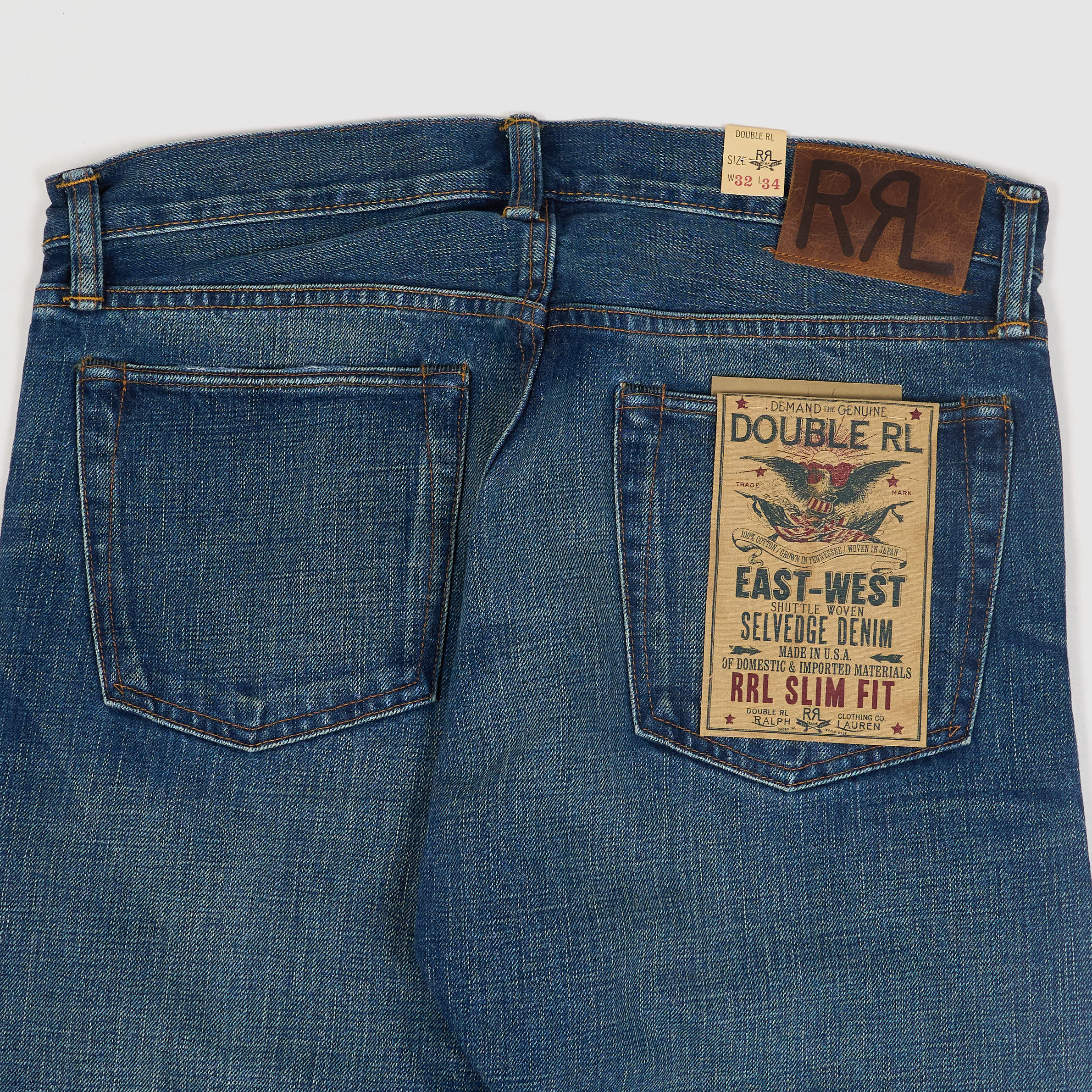 Double RL East West 5-Pocket Denim Slim Selvage Jeans - DeeCee style