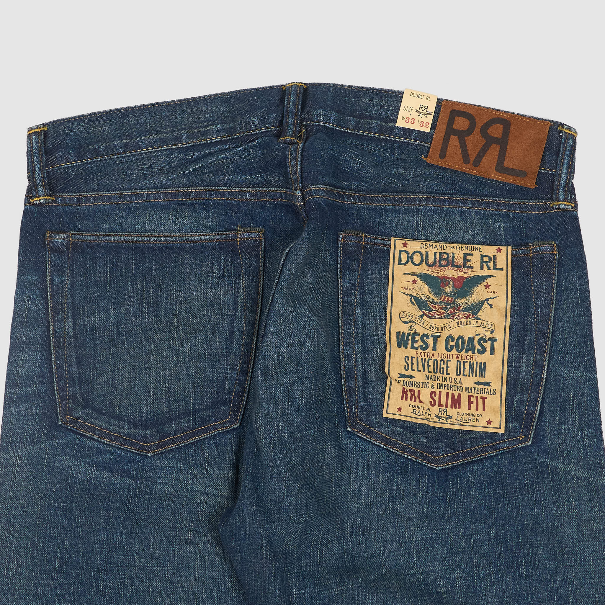 Double RL East West 5-Pocket Denim Slim Selvage Jeans - DeeCee style