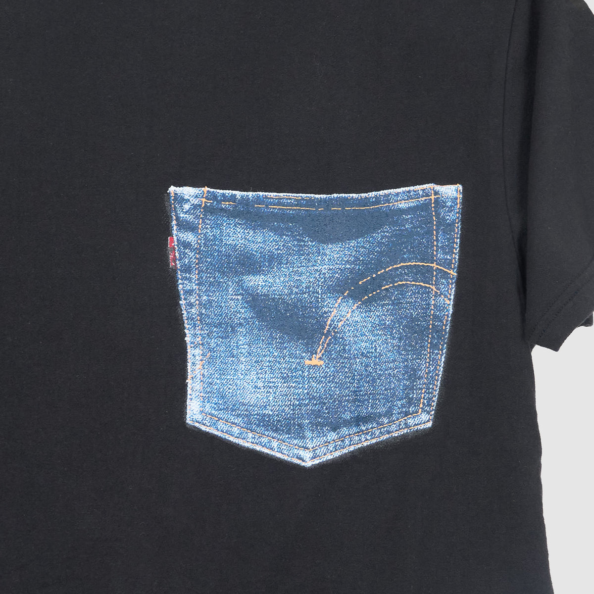 Samurai Jeans Short Sleeve Crew Neck Printed Denim Pocket T-Shirt
